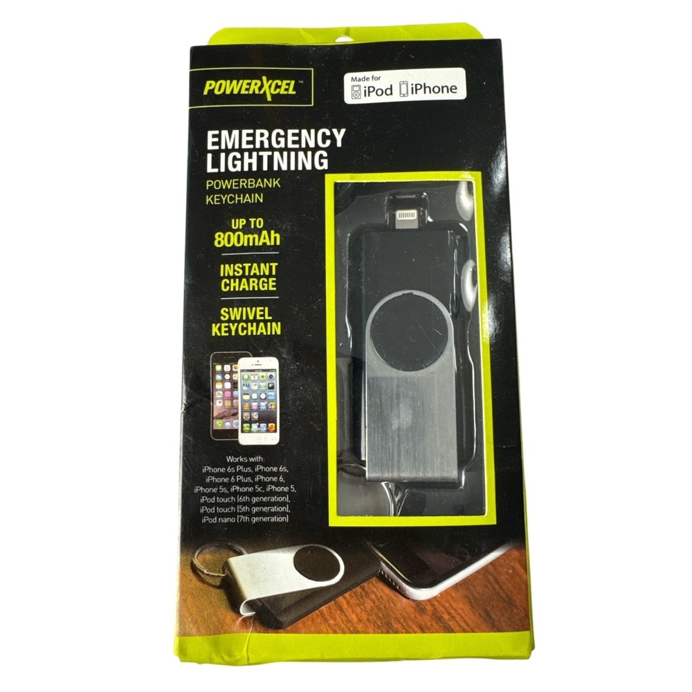 PowerXcel Emergency 800MAH Instant‎ Charge Powerbank Keychain Micro USB Black